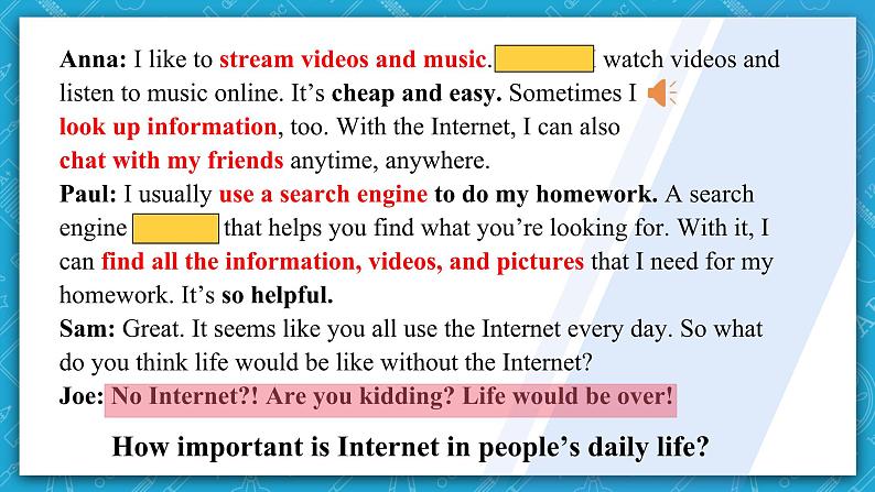 【大单元】Unit3 The Internet Listening and Speaking 课件08