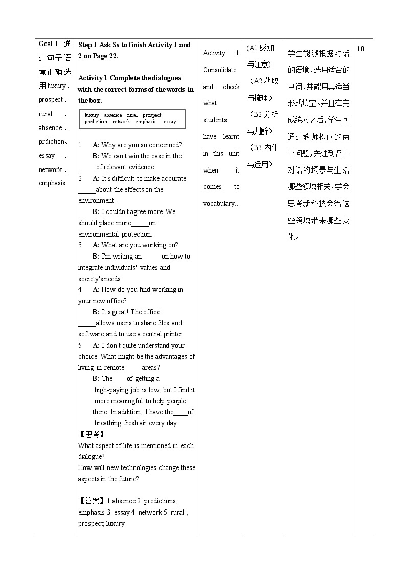 高中英语人教版(2019)选择性必修第一册Unit 2 Looking into the future Accessing your progress 教案03