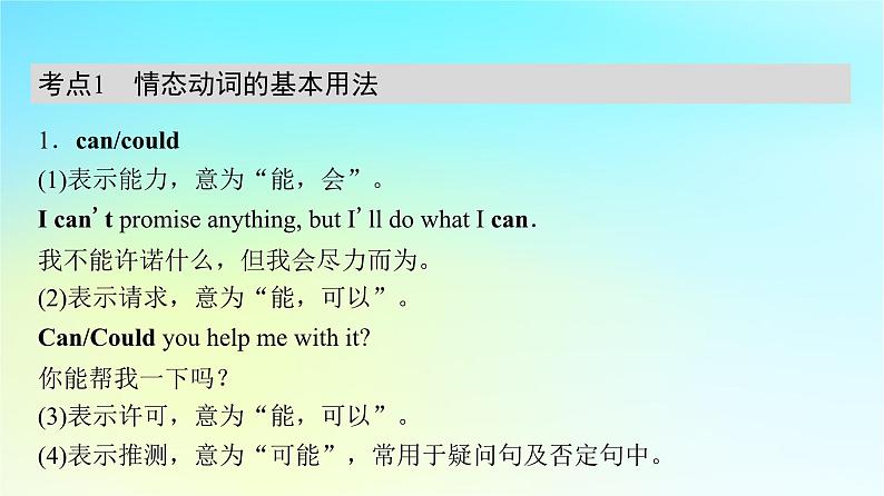2024版高考英语一轮总复习语法专题板块1第2讲情态动词与虚拟语气课件新人教版第3页