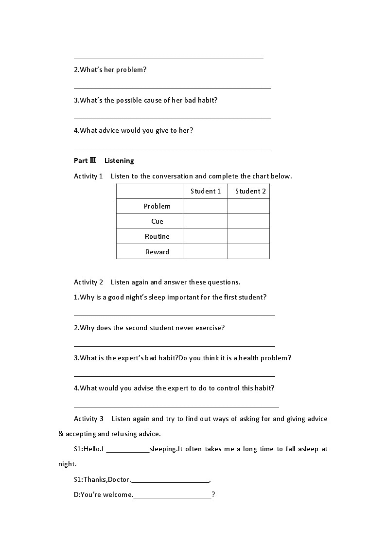 2019新人教高中英语选择性必修三Unit2Healthy Lifestyle-Using Language公开课学案02