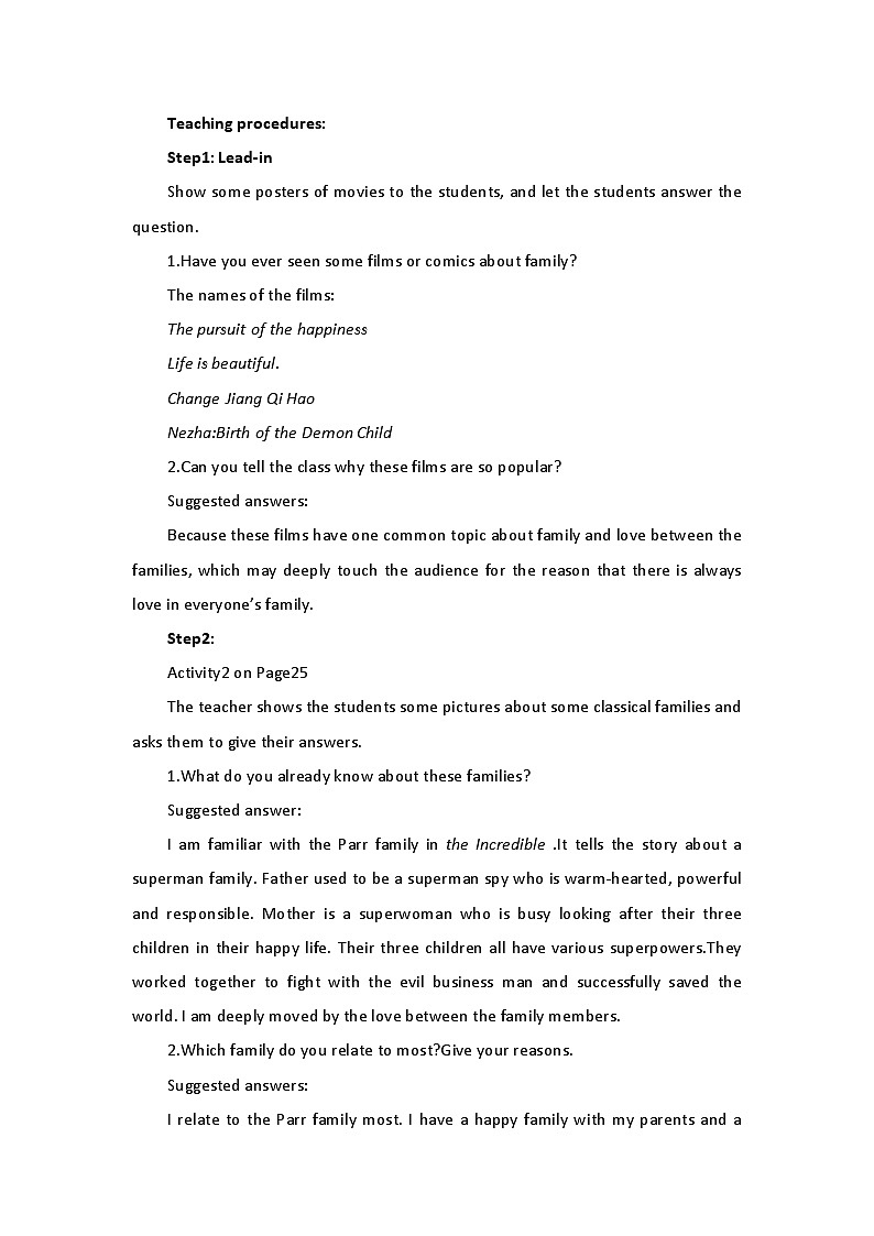 新外研社(19)高中英语必修一Unit3Family matters--Starting out&key words教案02