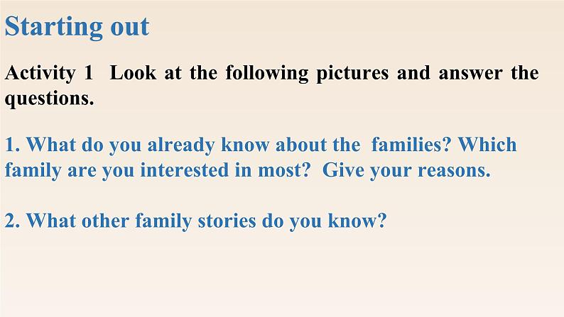 新外研社(19)高中英语必修一Unit3Family matters-Starting out&Understanding ideas课件02