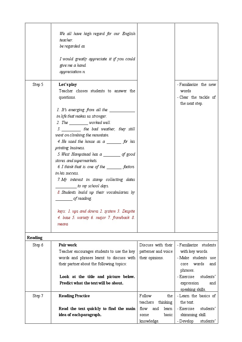 人教版英语必修一Unit 5 《 Period 2 Reading and Thinking》教案第3页