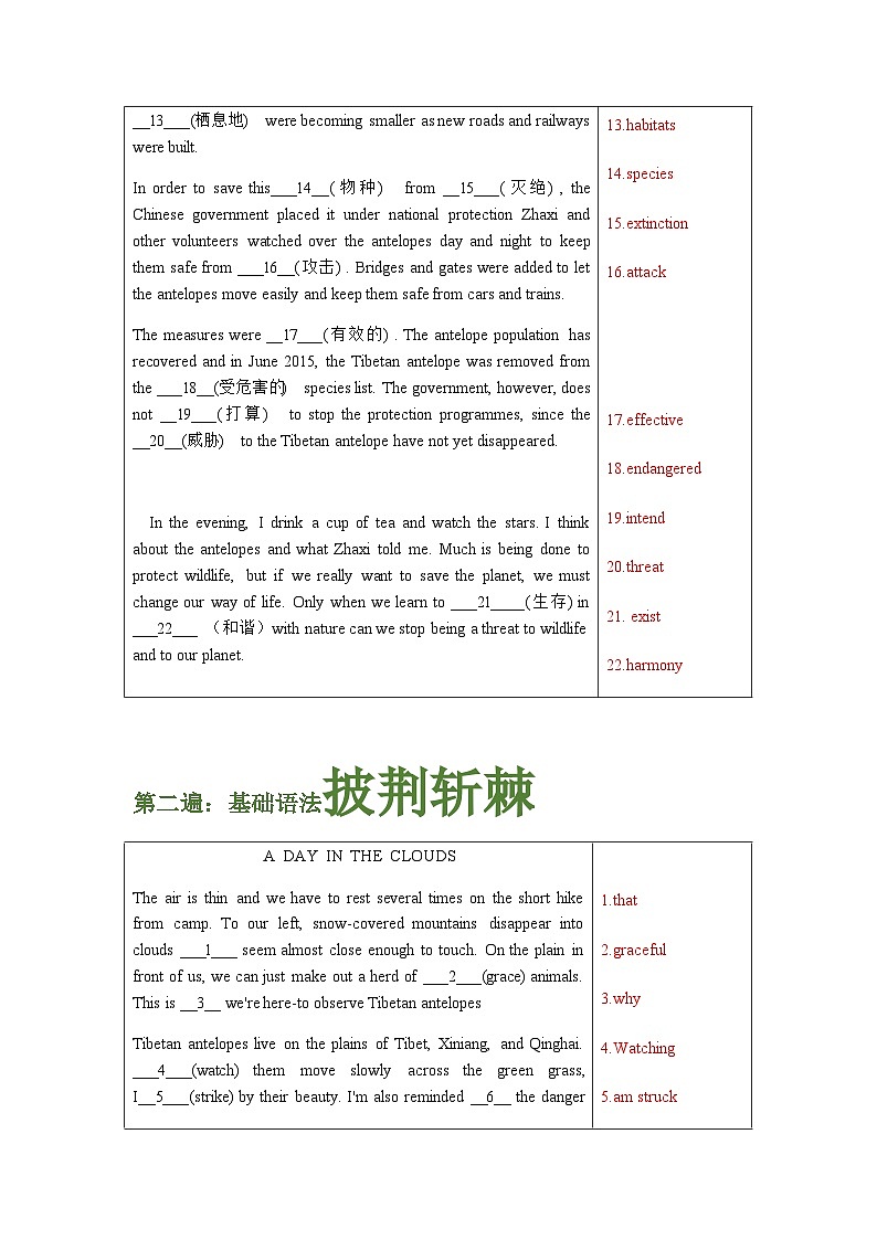 人教版高中英語挖掘文本深度學(xué)習(xí) 必修二 Unit2 (答案版)第3頁