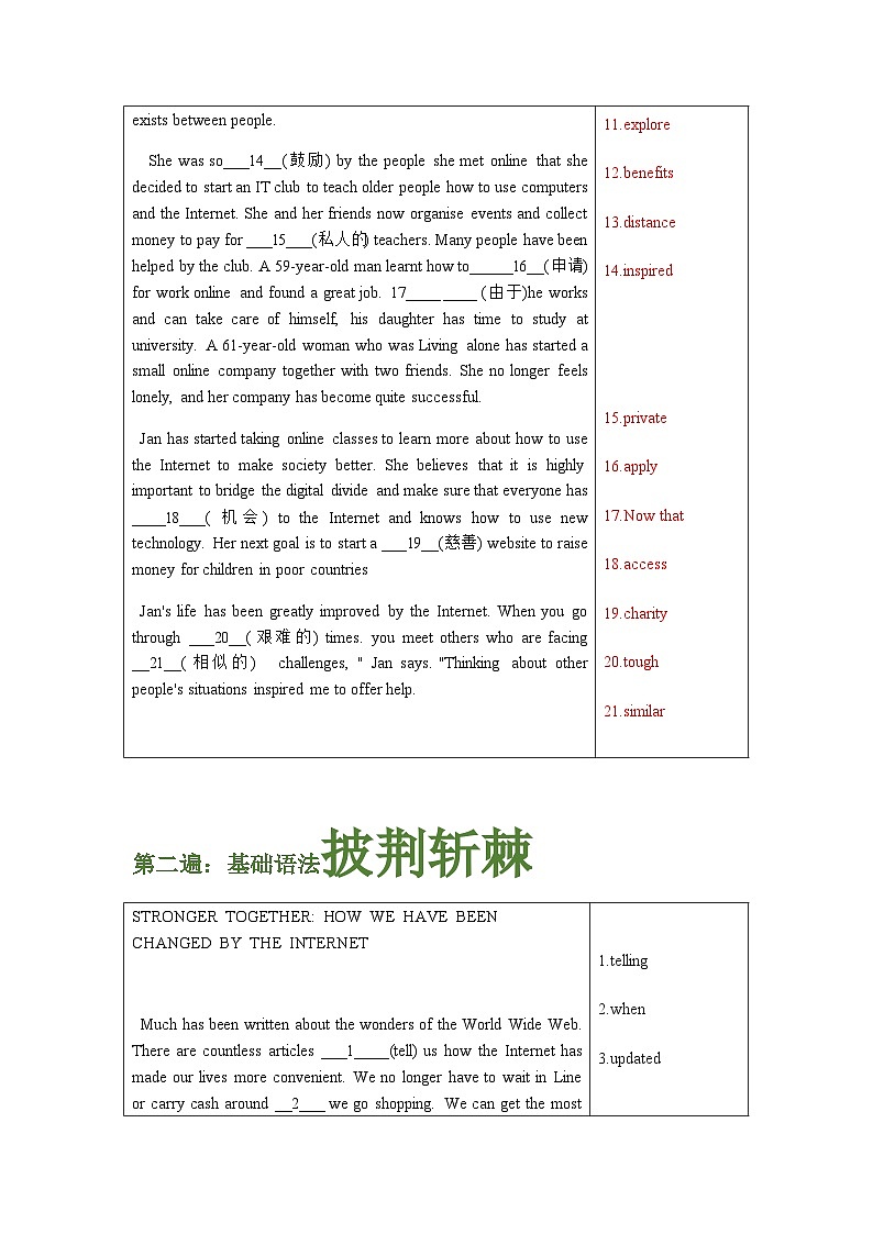 人教版高中英語挖掘文本深度學(xué)習(xí) 必修二 Unit3（答案版）第3頁