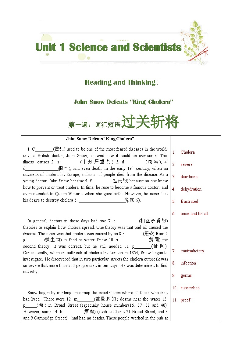 Unit 1 Science and Scientists-挖掘文本深度学习(基于词、法、句)2023-2024学年度人教版选择性必修第二册 试卷02