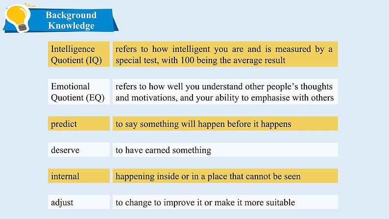 高中英语北师大版选修三(2019) Unit 7 Lesson 1 EQ IQ(课件)05