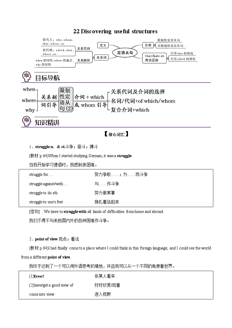 【同步讲义】(人教版2019)高中英语必修一 -第22讲 Unit 5 Languages Around The World-Discovering Useful Structures 讲义01