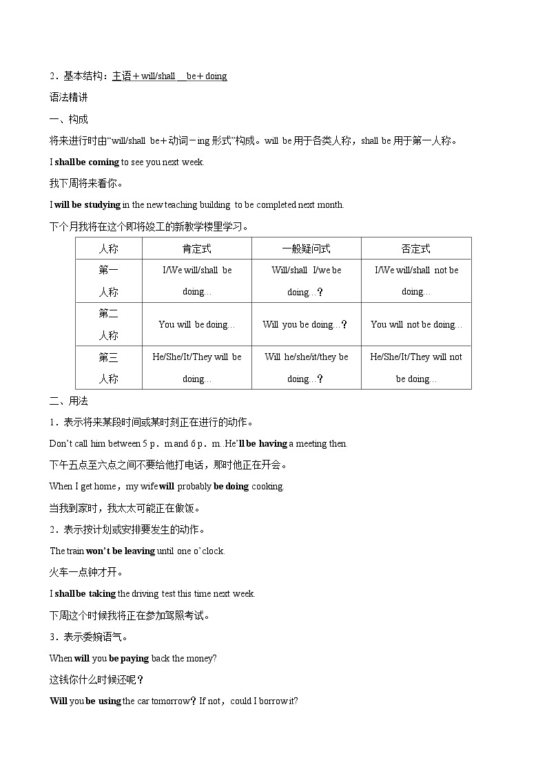 【同步讲义】（人教版2019）高中英语选修第一册：专题07.Unit 2 Looking into the Future 第三讲-Grammar and Writing- 讲义02