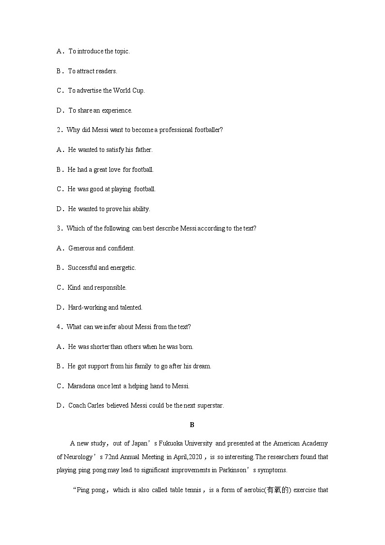 译林版(2019) 必修 第二册:Unit 2 课时精练四 Extended reading—Reading comprehension(含答案)02