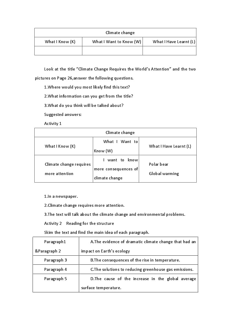 2019新人教高中英语选择性必修三Unit3 Environmental Protection--Reading and Thinking公开课教案第2页