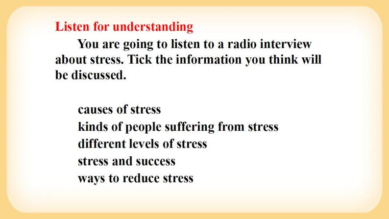 Unit 1 Lesson 2 Understanding and Coping with Stress课件  高中英语北师大版(2019)必修第一册04