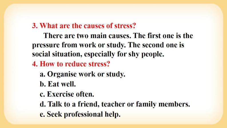 Unit 1 Lesson 2 Understanding and Coping with Stress课件  高中英语北师大版(2019)必修第一册08