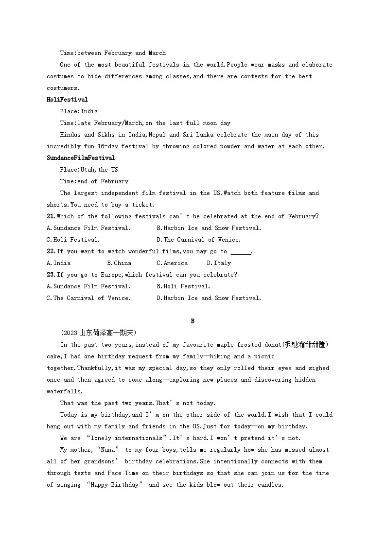 新教材2023_2024学年高中英语Unit2Let 'sCelebrate!单元测评外研版必修第二册第3页