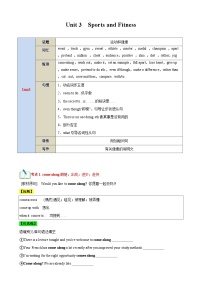 【期中知識點歸納】 (人教版2019)2023-2024學(xué)年高一上冊英語 必修1 Unit 3 Sports and Fitness 知識點歸納 試卷.zip