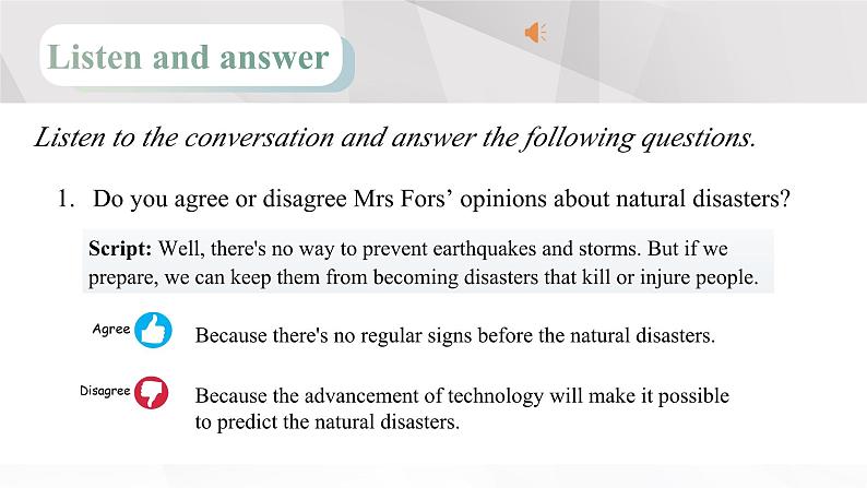 新人教版高中英语必修一Unit4Natural Disasters-Listening and Talking课件第7页