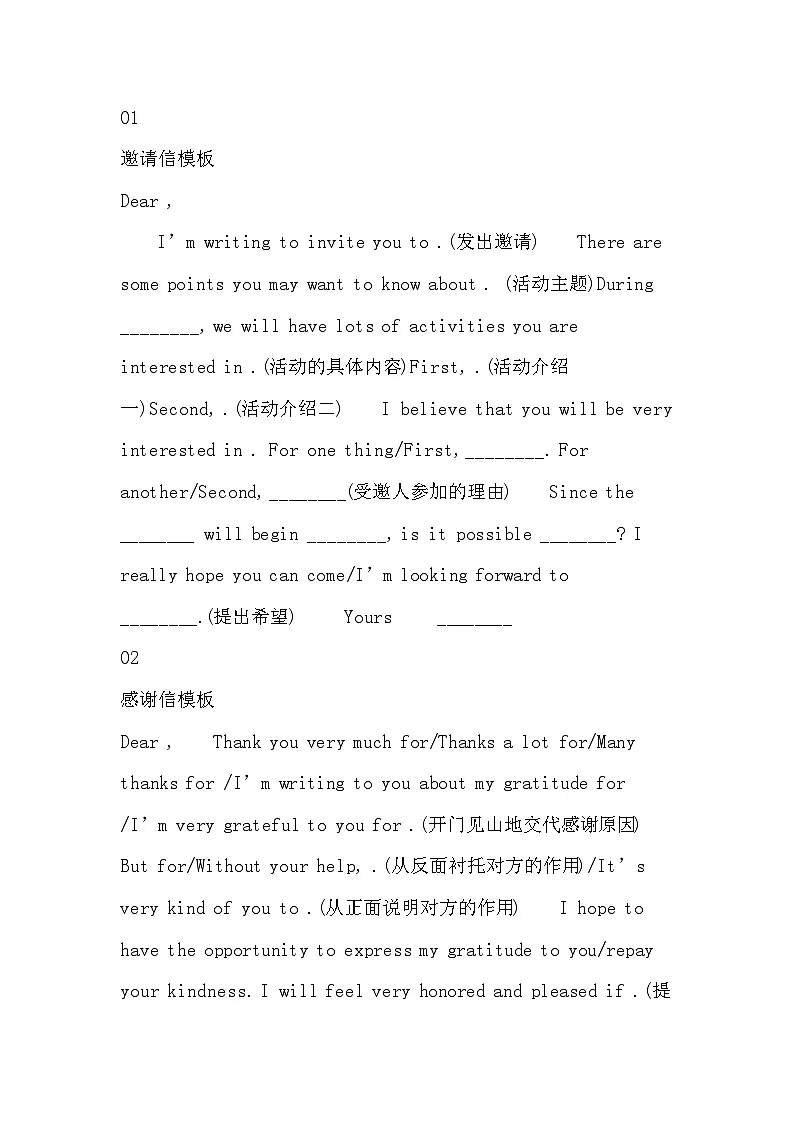 15个高中英语作文模板第1页