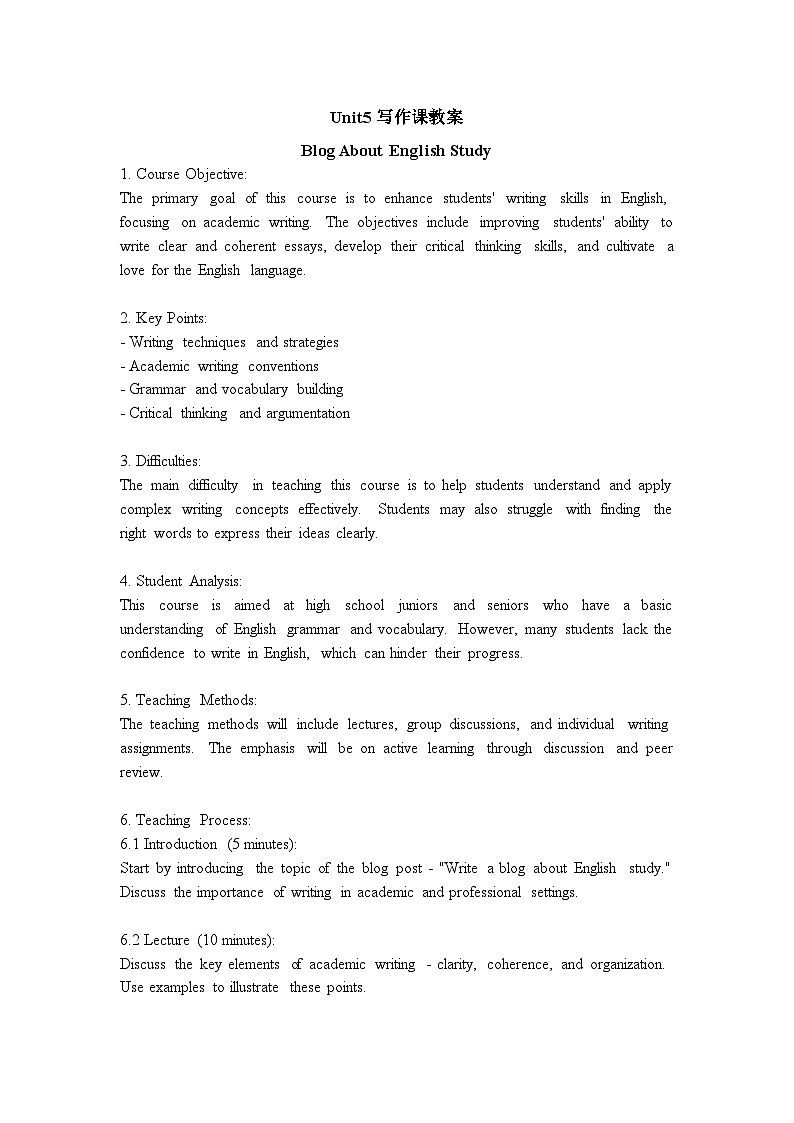 Unit 5 Reading for Writing 教案 高中英语 人教版(2019)必修第一册01