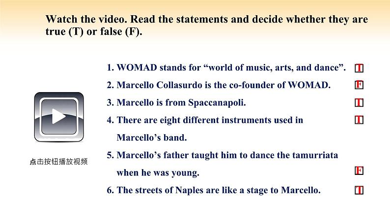 人教版高中英语必修二 UNIT 5 Period VI Video Time & Assessing Your Progress(课件)05