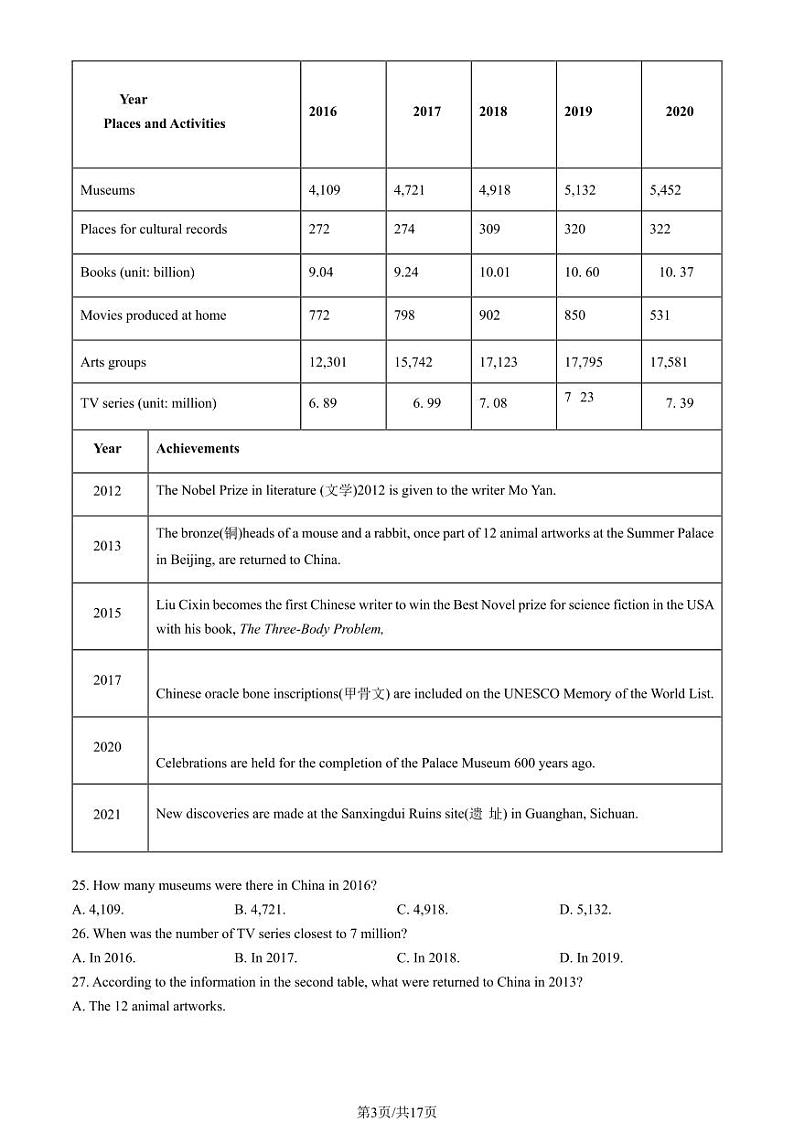 2023年北京顺义高一上学期期末英语试卷及答案(教师版)03
