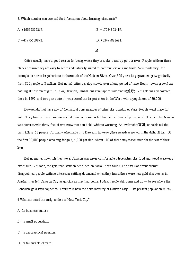 精品解析:河南省濮阳市华龙区濮阳市第一高级中学2022-2023学年高一下学期6月月考英语试题(原卷版)第3页
