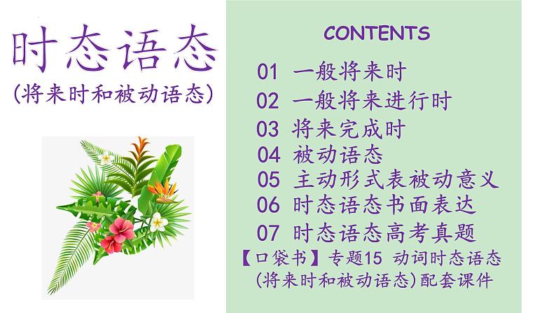 专题15 动词时态语态(将来时+被动语态)(课件) -备战2024年高考英语一轮复习高效复习(全国通用)01