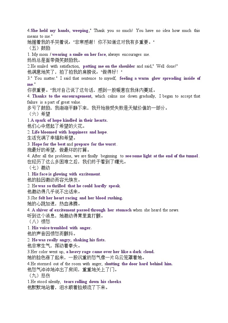 专题49 读后续写情感心理描写20类80句应用文好句背诵模板-备战2024年高考英语一轮复习高效复习(全国通用)02