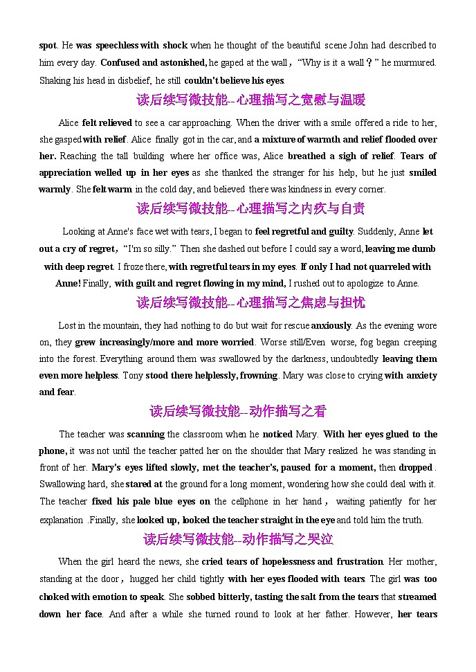 专题50 读后续写微技能心理描写动作描写20段背诵模板-高考英语一轮复习知识清单(全国通用)教师版第3页