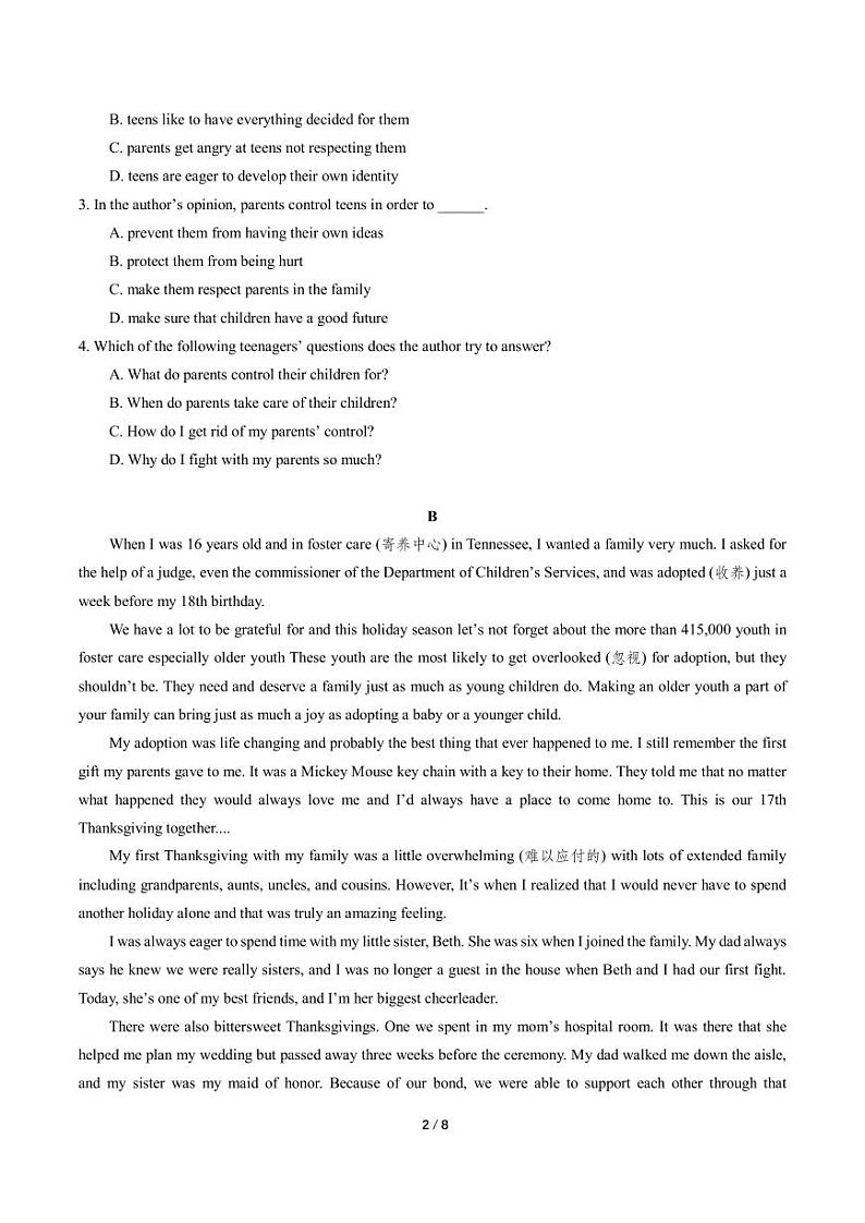 【英语试卷含答案】南师附中2020-2021学年高一(上)十月月考第2页