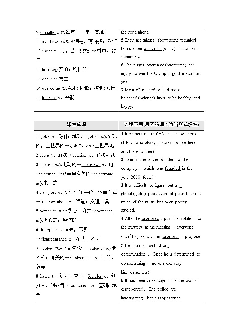 北师大版高考英语一轮复习必修第3册UNIT8 GREEN LIVING课时学案第2页