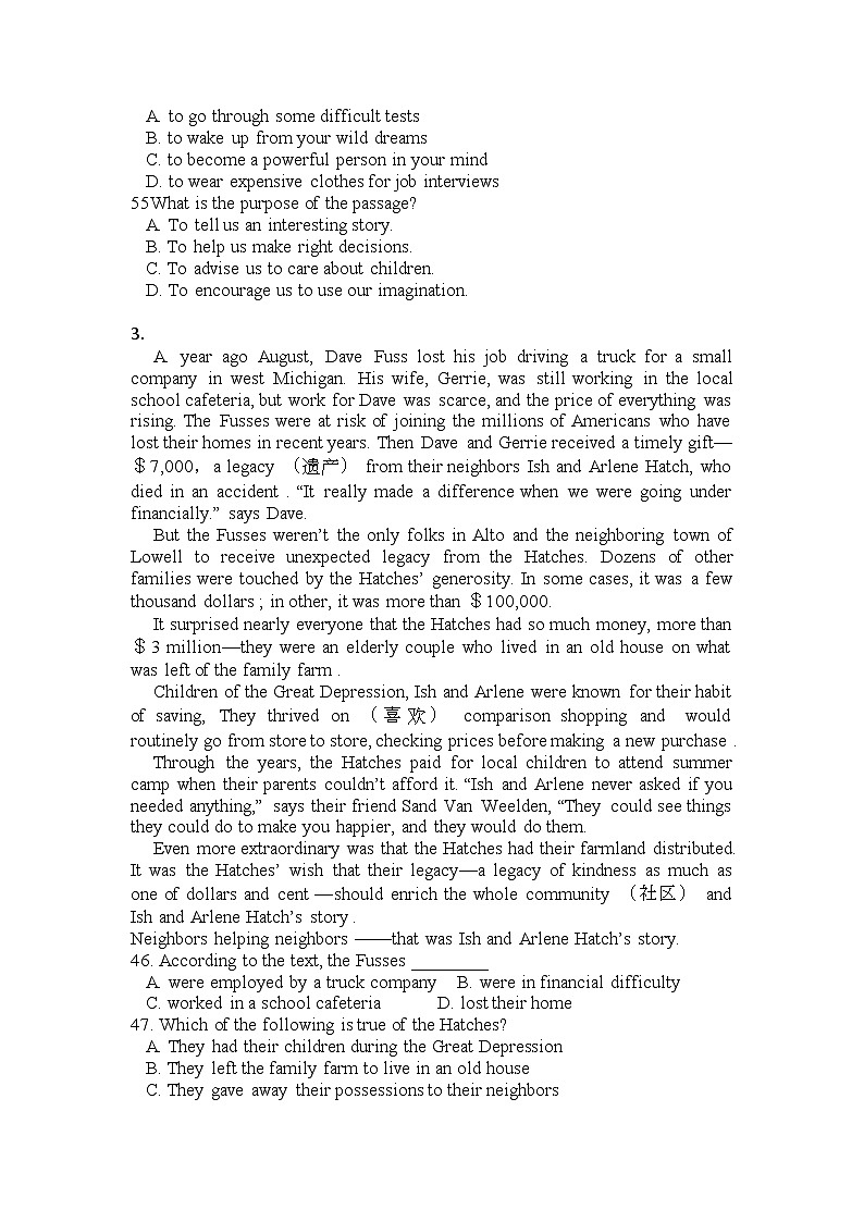 高考英语二轮专题复习提升精选:阅读理解15第3页
