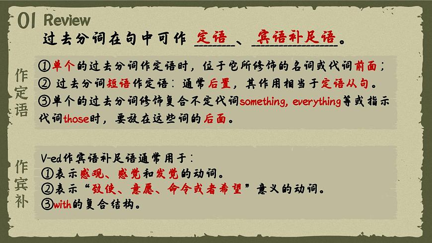 人教版（2019）高中英語必修二Unit5 Music Discovering useful structures 過去分詞作表語和狀語 語法課件第5頁