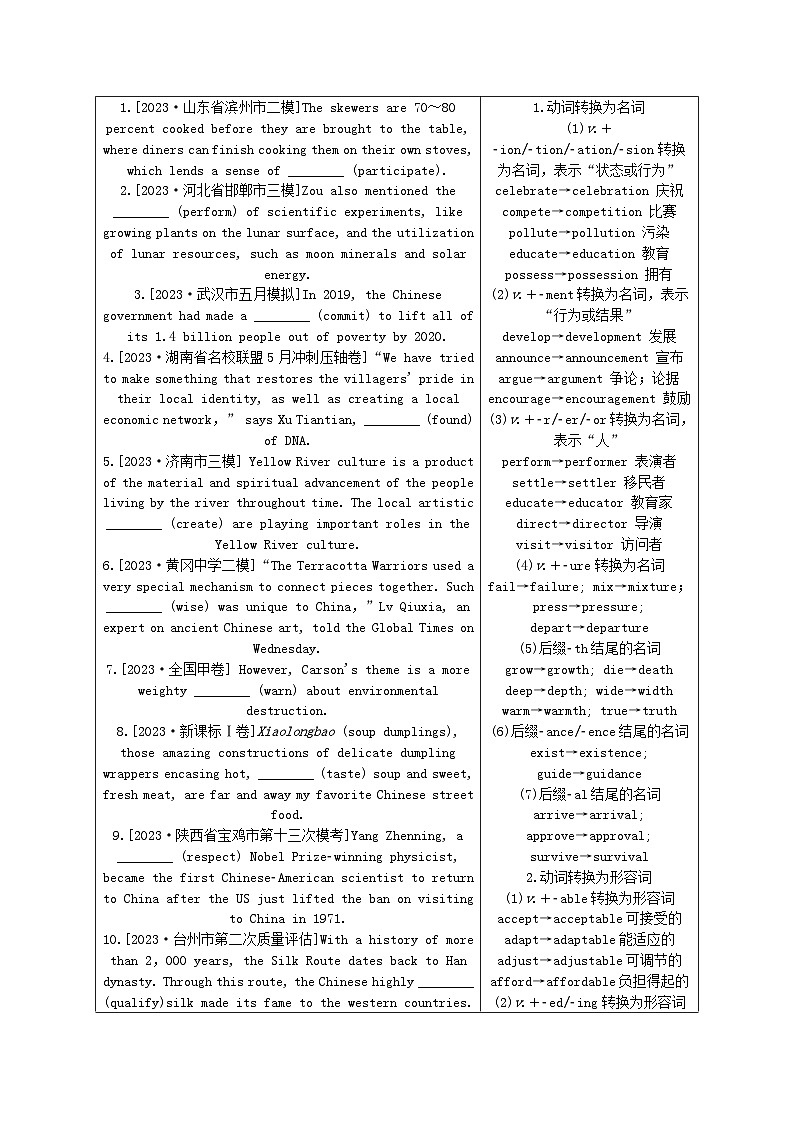 新教材2024高考英语二轮专题复习专题四语法填空第二讲名形副教师用书第2页