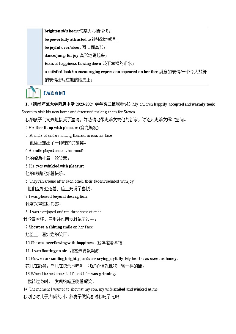 最新高考英语一轮复习【讲通练透】 第10讲 读后续写心理活动之积极情绪描写(练透)02