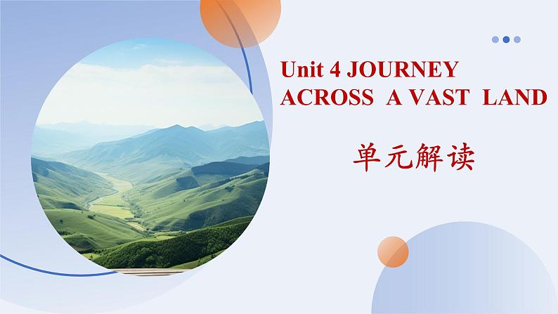 Unit 4 JOURNEY ACROSS A VAST LAND(单元解读课件)-2023-2024学年高二英语同步精品课件+教学设计+导学案+分层作业(人教版2019选择性必修第二册)第1页