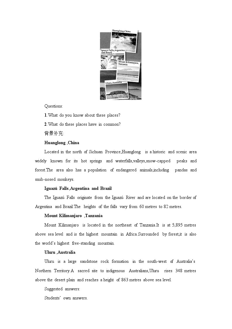 新外研社版高中英语选择性必修一Unit6Nurturing nature-Starting Out&Understanding Ideas教学设计02