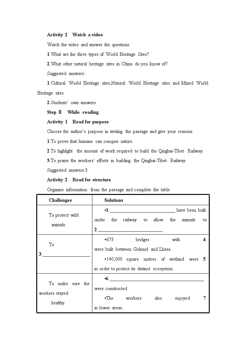 新外研社版高中英语选择性必修一Unit6Nurturing nature-Starting Out&Understanding Ideas教学设计03