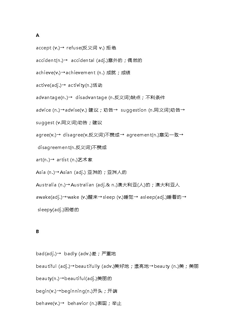 高中英语考试词性转换汇总表第1页