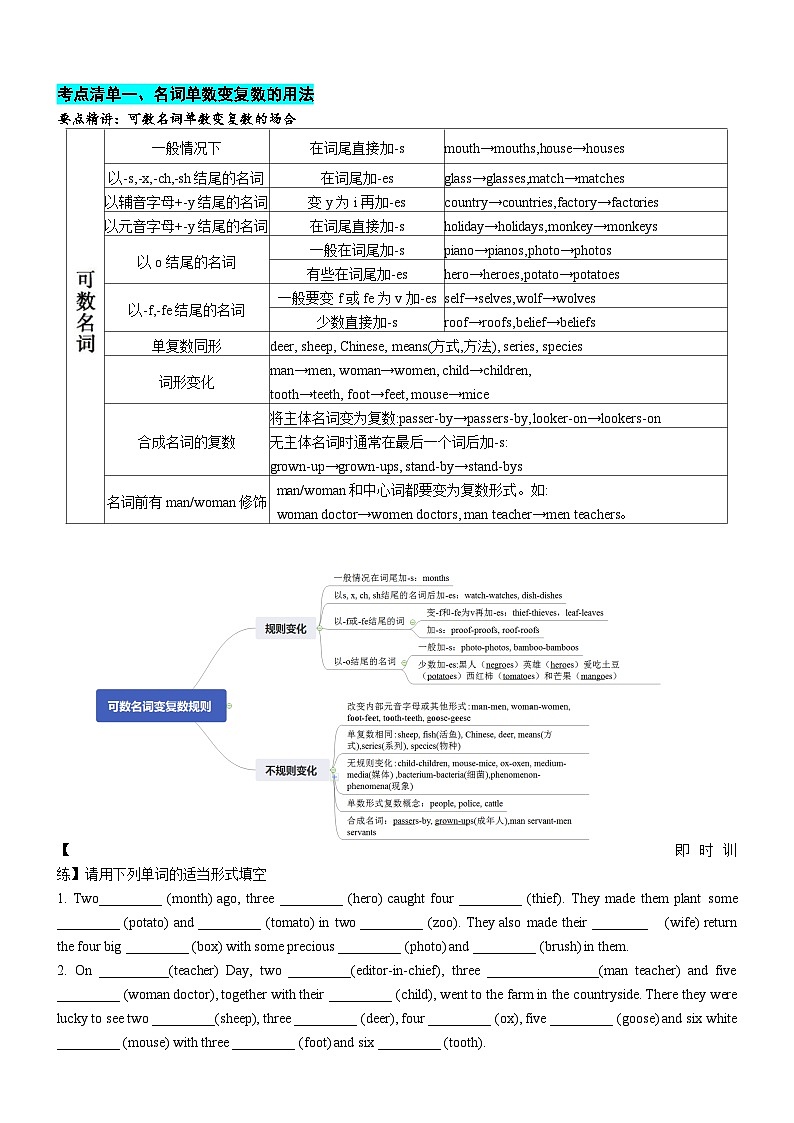 专题21 名词六大类15个高频考点(清单)原卷版第3页