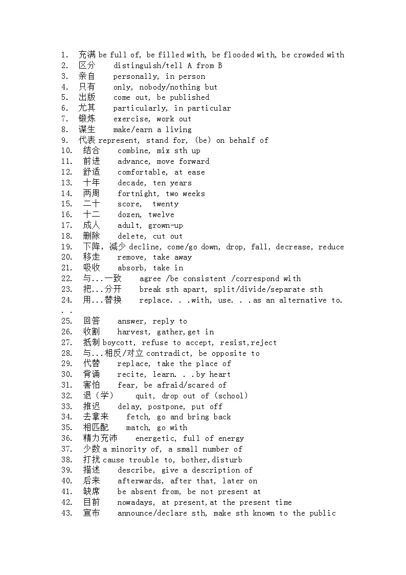 高中英语考试中236个高频同义转换词第1页