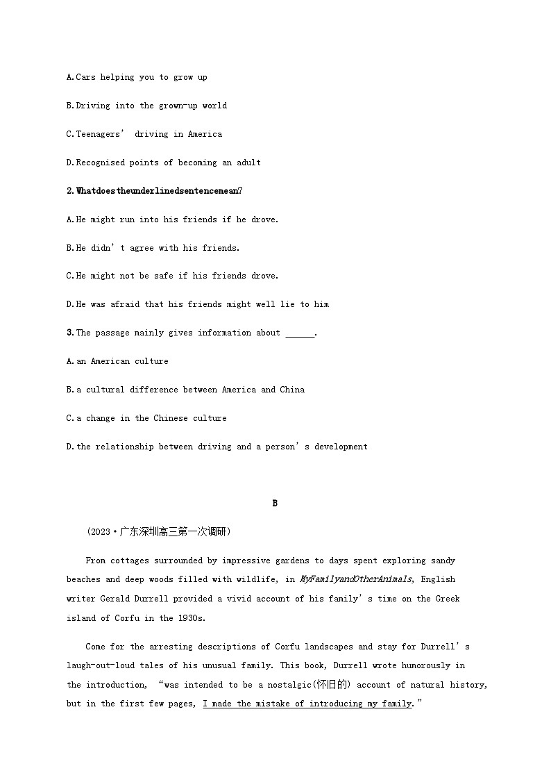 新高考(广西专版)2024届高考英语二轮总复习阅读理解能力升级练考点分类练十二词句猜测题句意理解类含答案第2页