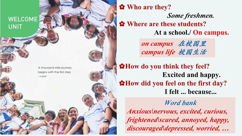 人教版2019高中英语必修一 Welcome Unit Listening and speaking 课件+教案02
