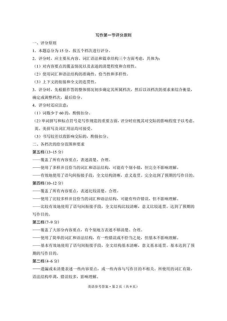 2024届“3+3+3”高考备考诊断性联考卷(三)英语-答案第2页