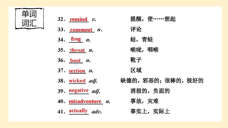 高中英语必修一册 Unit 2 词汇 PPT课件06