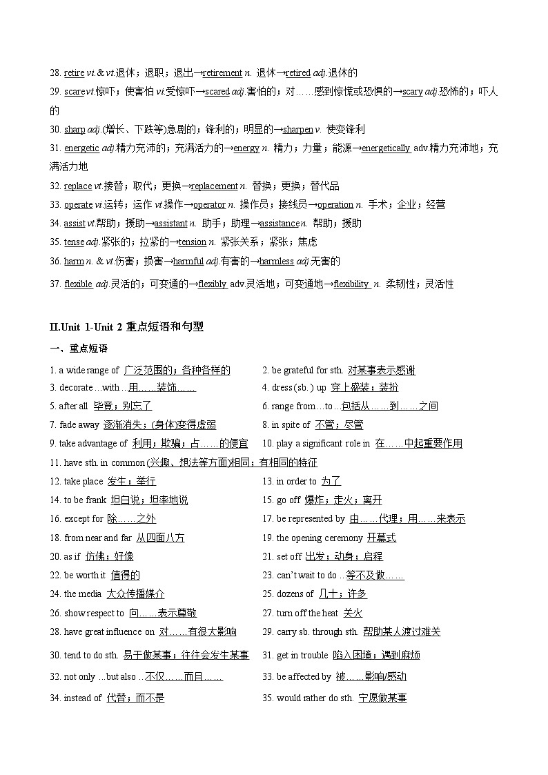 04 必修三 Unit 1-Unit 2 重点词汇及短语拓展(原卷版+解析版)2023-2024学年高一英语下学期期末复习高效突破(人教版2019)02