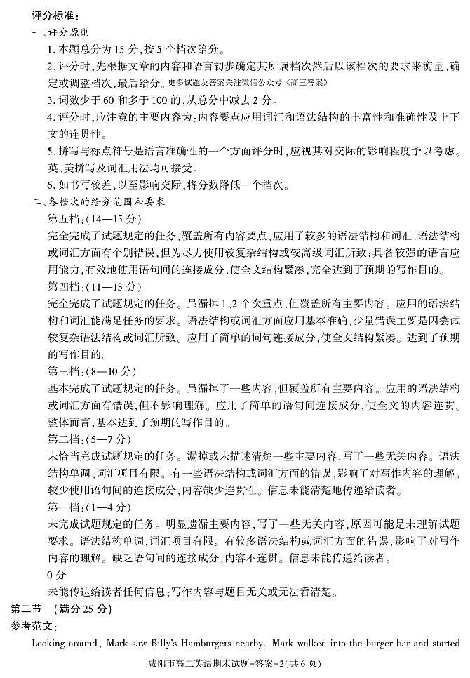 陕西省咸阳市2023-2024学年高二下学期7月期末英语试题02