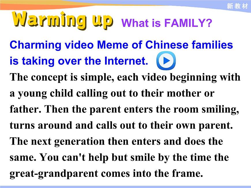 外研版（2019）高中英語(yǔ)必修一Unit3 Family matters Starting out 課件第5頁(yè)
