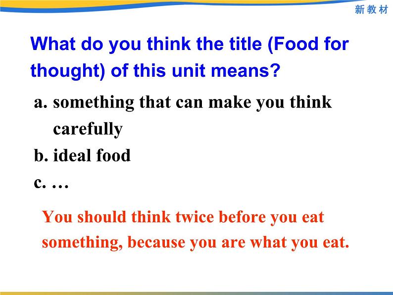 外研版(2019)高中英语必修二 Unit1 Food for thought Starting out 课件08