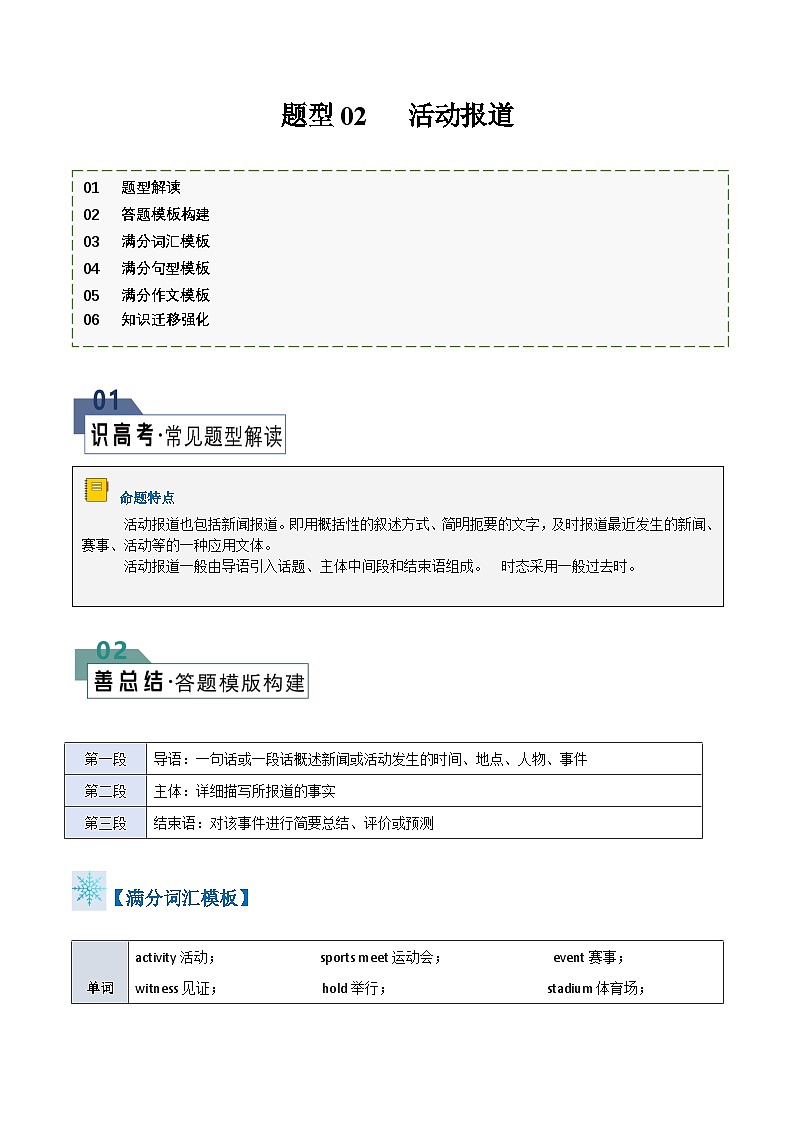 题型02 活动报道(答题模板与解题技巧)-备战2025年高考英语答题技巧与模板构建(解析版)第1页
