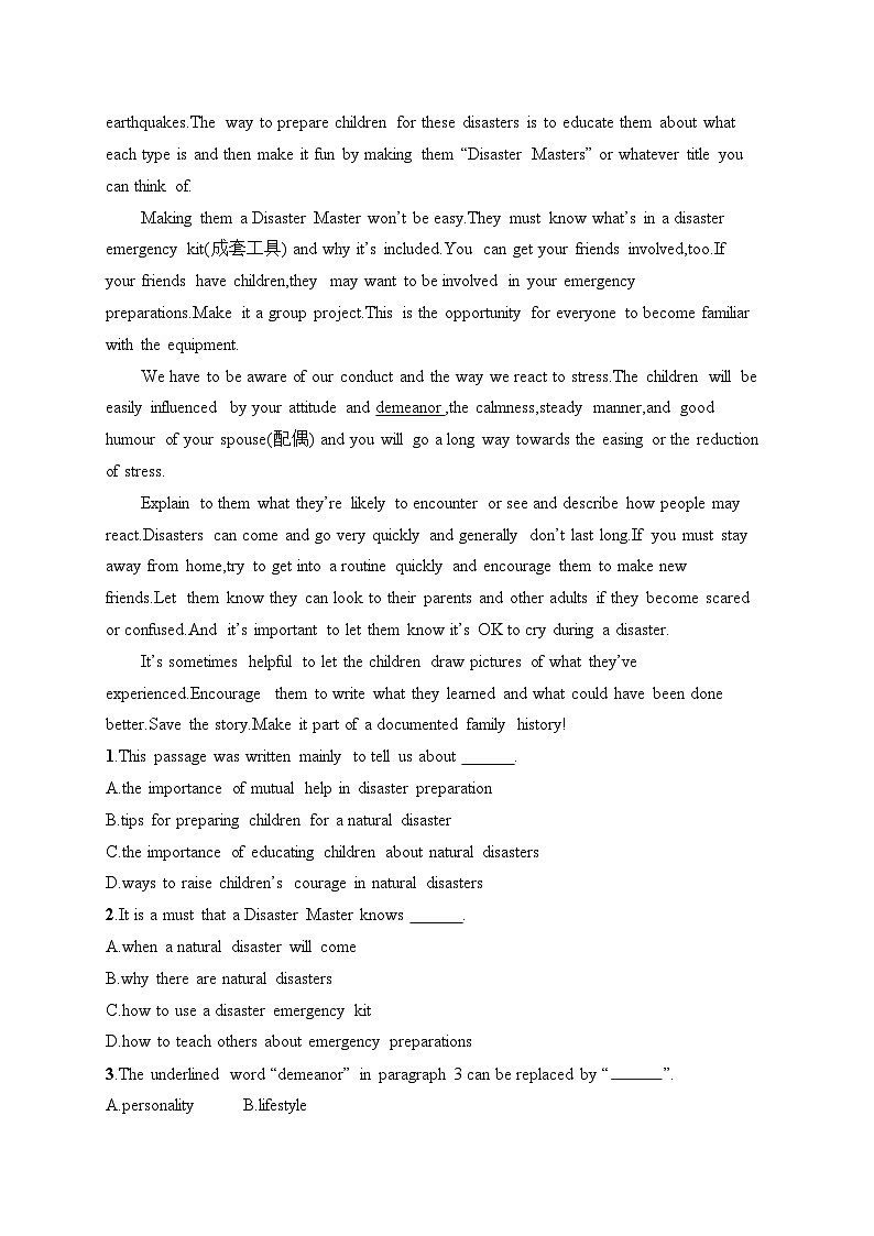 Unit 3 Conservation Section Ⅲ Writing Workshop,Viewing Workshop & Reading Club同步练习-2024-2025学年高中英语北师大版(2019)选择性必修一02